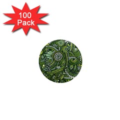 Green Boho Flower Pattern Zz0105 1  Mini Magnet (100 Pack)  by Zandiepants