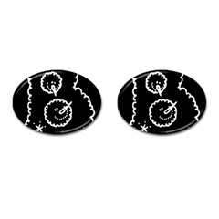 Funny Black And White Doodle Snowballs Cufflinks (oval) by yoursparklingshop