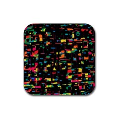 Playful Colorful Design Rubber Coaster (square)  by Valentinaart