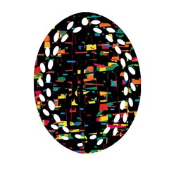 Playful Colorful Design Ornament (oval Filigree)  by Valentinaart