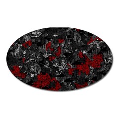 Gray And Red Decorative Art Oval Magnet by Valentinaart