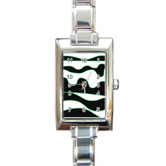 Green, White And Black Rectangle Italian Charm Watch by Valentinaart