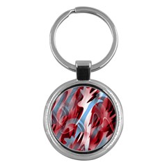 Blue And Red Smoke Key Chains (round)  by Valentinaart