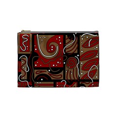 Red And Brown Abstraction Cosmetic Bag (medium)  by Valentinaart