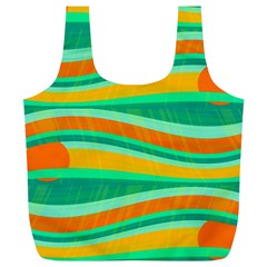 Green And Orange Decorative Design Full Print Recycle Bags (l)  by Valentinaart