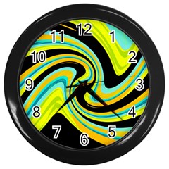 Blue And Yellow Wall Clocks (black) by Valentinaart