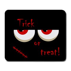 Halloween  trick Or Treat  - Monsters Red Eyes Large Mousepads by Valentinaart