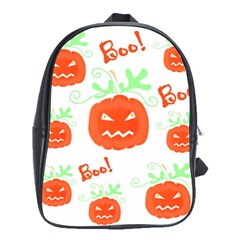 Halloween Pumpkins Pattern School Bags(large)  by Valentinaart