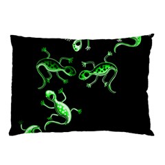 Green Lizards Pillow Case (two Sides) by Valentinaart