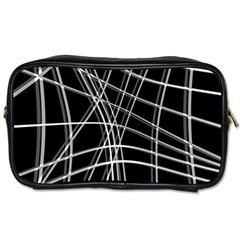 Black And White Warped Lines Toiletries Bags 2-side by Valentinaart