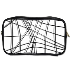 White And Black Warped Lines Toiletries Bags by Valentinaart