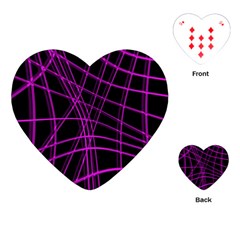 Purple And Black Warped Lines Playing Cards (heart)  by Valentinaart