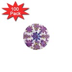 Stylized Floral Ornate Pattern 1  Mini Magnets (100 pack) 