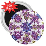 Stylized Floral Ornate Pattern 3  Magnets (100 pack)