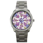 Stylized Floral Ornate Pattern Sport Metal Watch