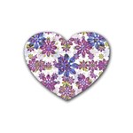 Stylized Floral Ornate Pattern Rubber Coaster (Heart) 