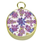 Stylized Floral Ornate Pattern Gold Compasses