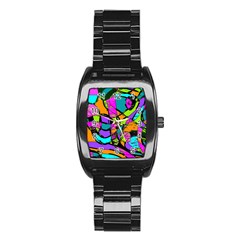 Abstract Sketch Art Squiggly Loops Multicolored Stainless Steel Barrel Watch by EDDArt