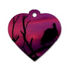 Vultures At Top Of Tree Silhouette Illustration Dog Tag Heart (one Side) by dflcprints