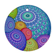 India Ornaments Mandala Balls Multicolored Round Ornament (two Sides)  by EDDArt