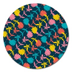 Colorful Floral Pattern Magnet 5  (round) by DanaeStudio