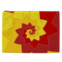 Flower Blossom Spiral Design  Red Yellow Cosmetic Bag (xxl)  by designworld65