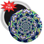 Power Spiral Polygon Blue Green White 3  Magnets (10 pack) 