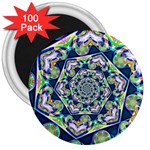 Power Spiral Polygon Blue Green White 3  Magnets (100 pack)