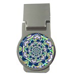 Power Spiral Polygon Blue Green White Money Clips (Round) 