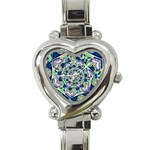 Power Spiral Polygon Blue Green White Heart Italian Charm Watch