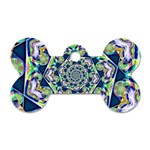 Power Spiral Polygon Blue Green White Dog Tag Bone (One Side)