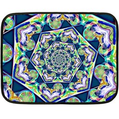 Power Spiral Polygon Blue Green White Fleece Blanket (mini) by EDDArt