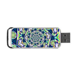 Power Spiral Polygon Blue Green White Portable Usb Flash (one Side) by EDDArt