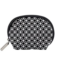 Modern Dots In Squares Mosaic Black White Accessory Pouches (small) 