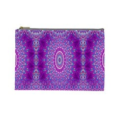 India Ornaments Mandala Pillar Blue Violet Cosmetic Bag (large)  by EDDArt