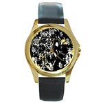 Little bit of yellow Round Gold Metal Watch