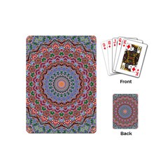 Abstract Painting Mandala Salmon Blue Green Playing Cards (mini)  by EDDArt