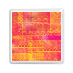 Yello And Magenta Lace Texture Memory Card Reader (square)  by DanaeStudio