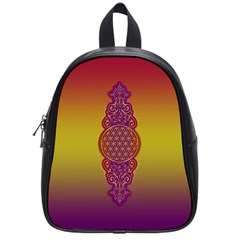 Flower Of Life Vintage Gold Ornaments Red Purple Olive School Bags (small)  by EDDArt