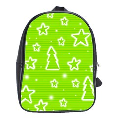 Green Christmas School Bags (xl)  by Valentinaart