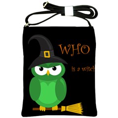 Who Is A Witch? - Green Shoulder Sling Bags by Valentinaart