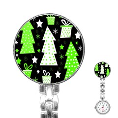 Green Playful Xmas Stainless Steel Nurses Watch by Valentinaart