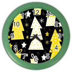 Yellow Playful Xmas Color Wall Clocks by Valentinaart