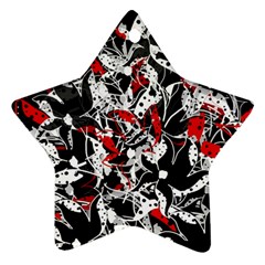 Red Abstract Flowers Star Ornament (two Sides)  by Valentinaart