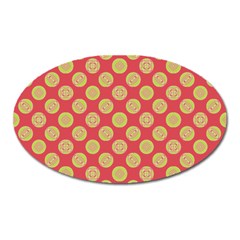 Mod Yellow Circles On Orange Oval Magnet by BrightVibesDesign