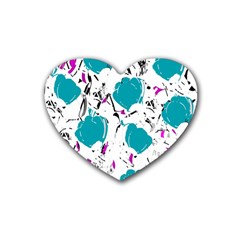 Cyan Roses Heart Coaster (4 Pack)  by Valentinaart