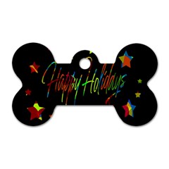 Happy Holidays Dog Tag Bone (one Side) by Valentinaart
