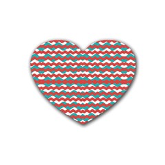 Geometric Waves Rubber Coaster (heart)  by dflcprints