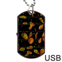 Floral Abstraction Dog Tag Usb Flash (two Sides)  by Valentinaart