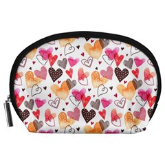 Colorful Cute Hearts Pattern Accessory Pouches (large)  by TastefulDesigns